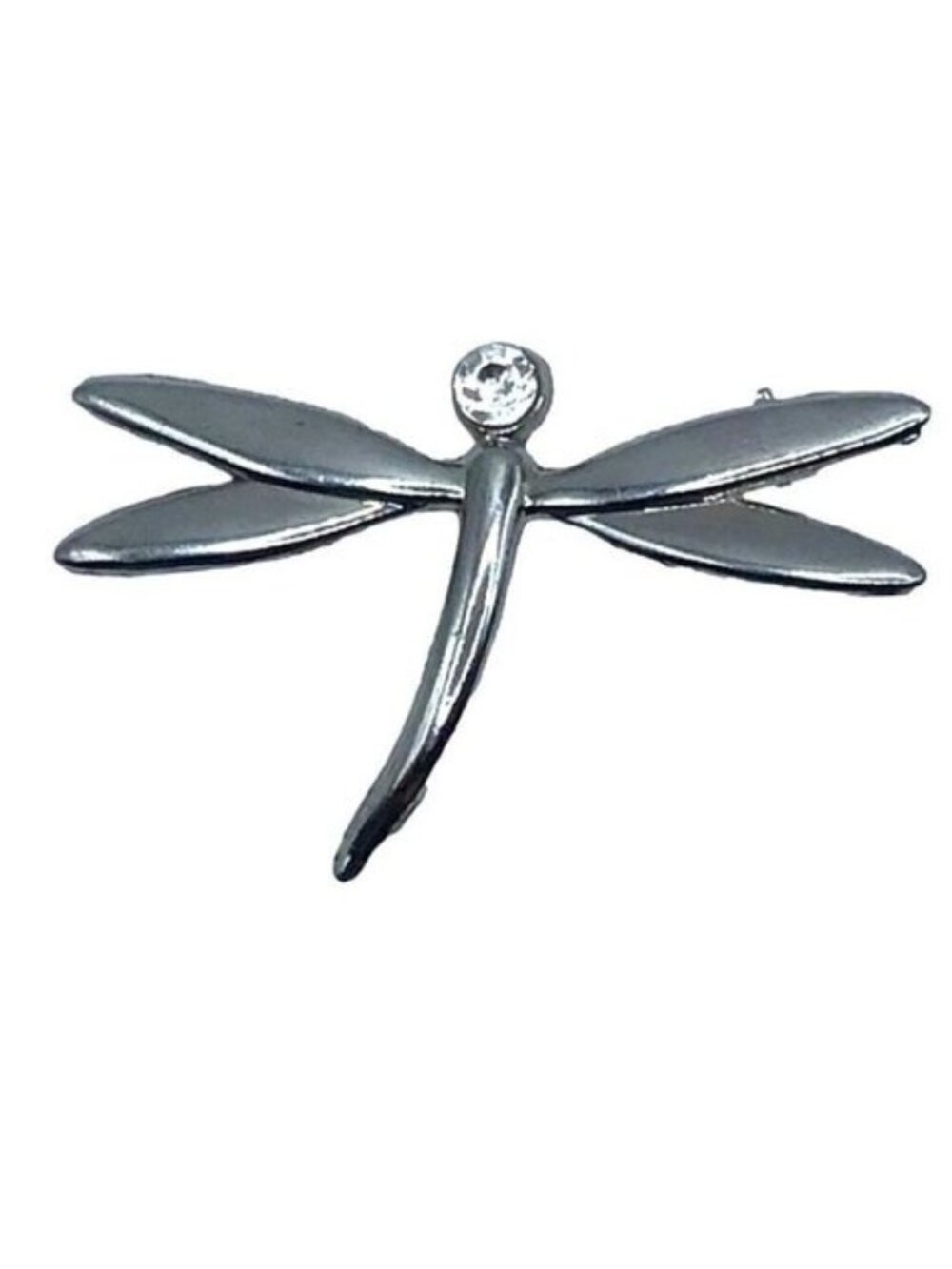 Dragonfly Brooch Antique Silver Tone Rhinestone Accent Womens Jewelry Gift